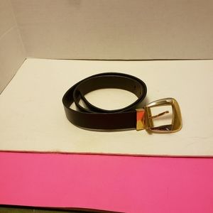 NY&CO Black Genuine Leather Dress Belt Made in Italy Women's Size Large Gold